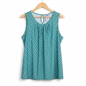 Polka Dot Sleeveless Blouse - Teal